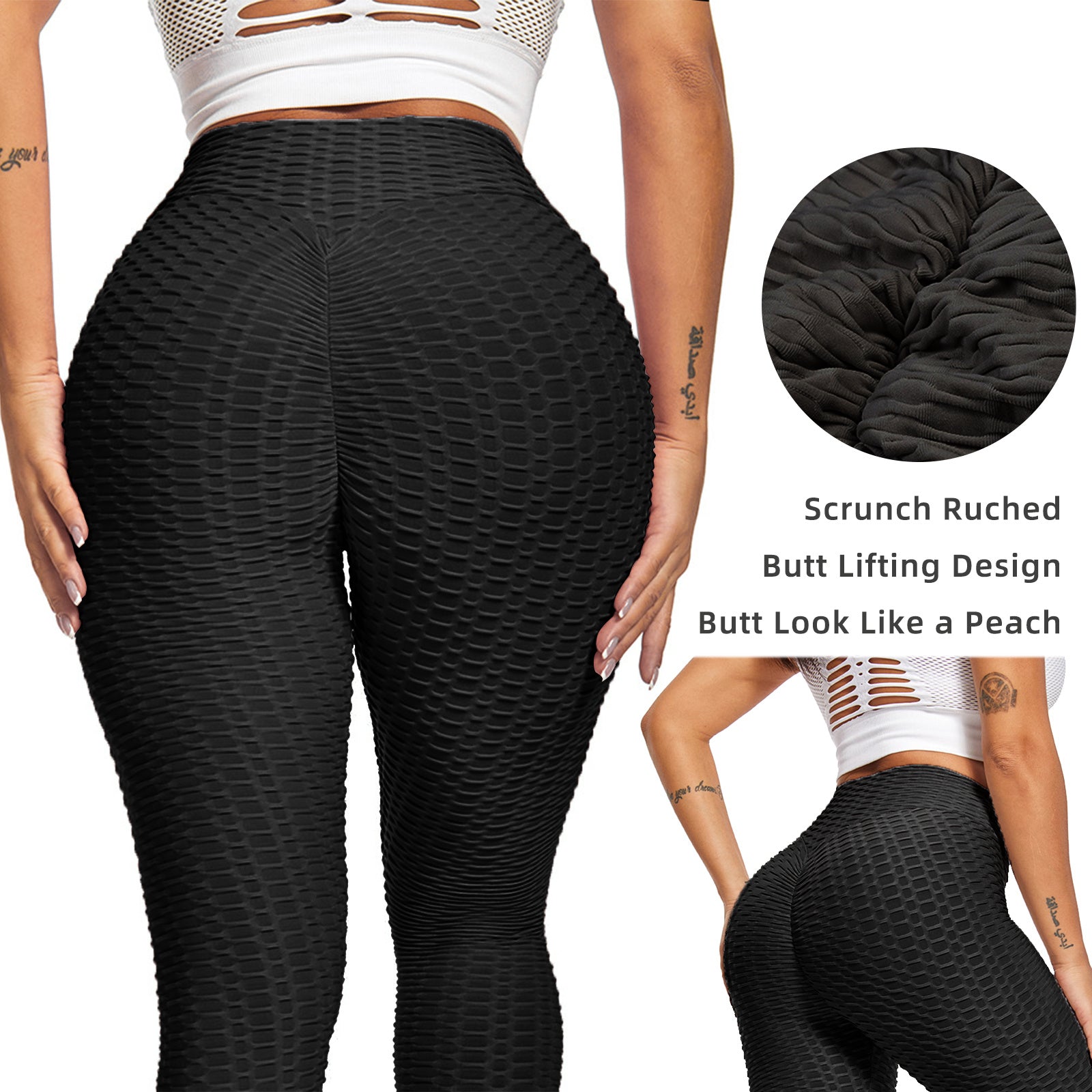 Women Yoga Bubble Textured, Butt Lifting Leggings