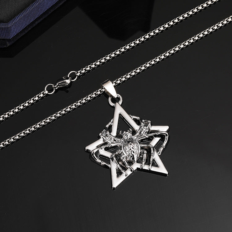 New Fashion Halloween Spider Pentagram Pendant Necklace