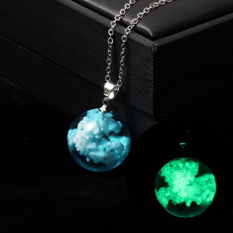 White Cloud Bird Mori Style Ball Necklace