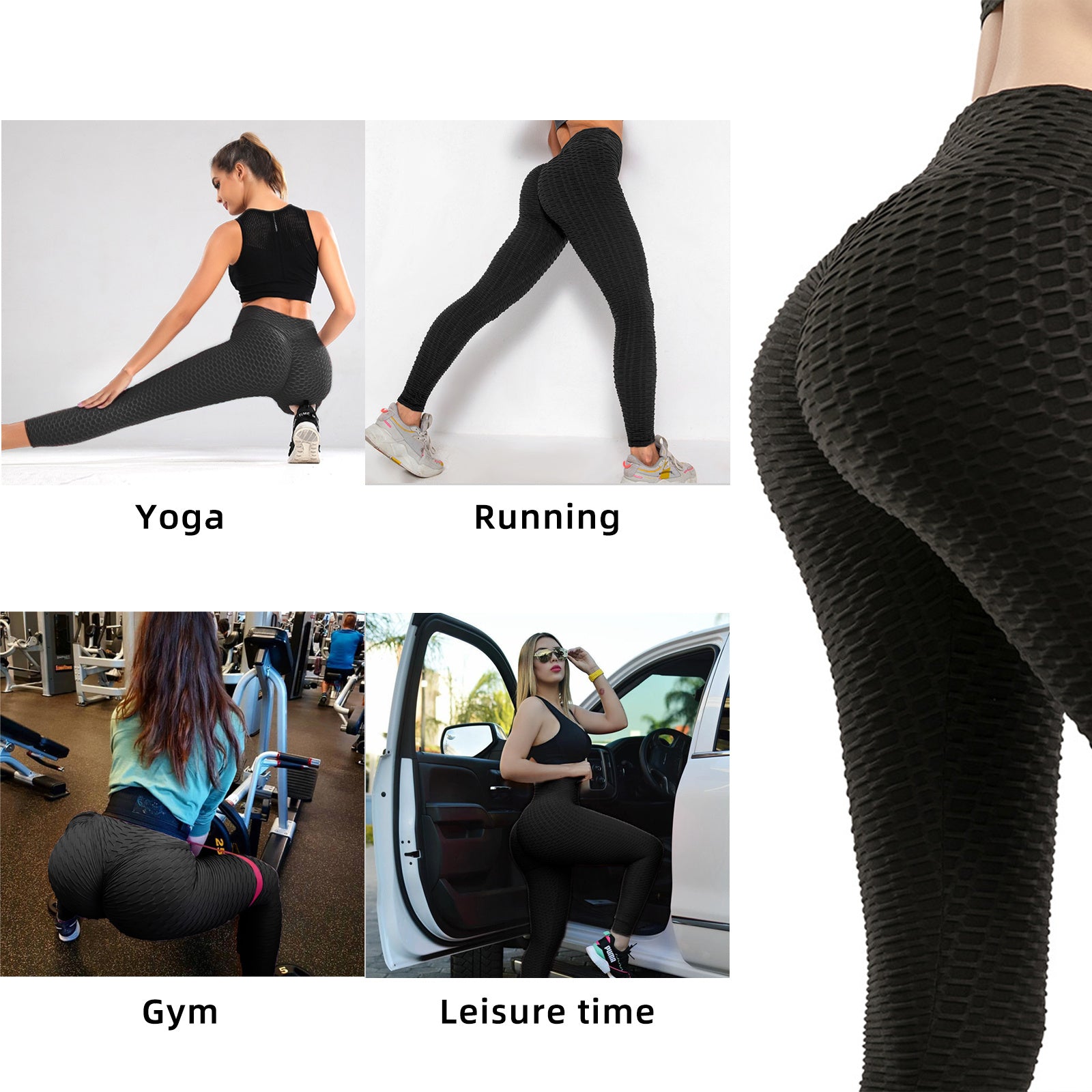 Women Yoga Bubble Textured, Butt Lifting Leggings