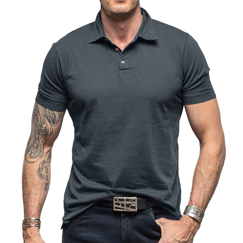 Men's Solid Color Short-sleeved Polo Shirt Top