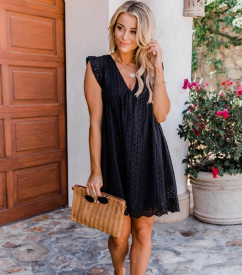 Women Lace, V-Neck, Sleeveless Summer Beach Dress