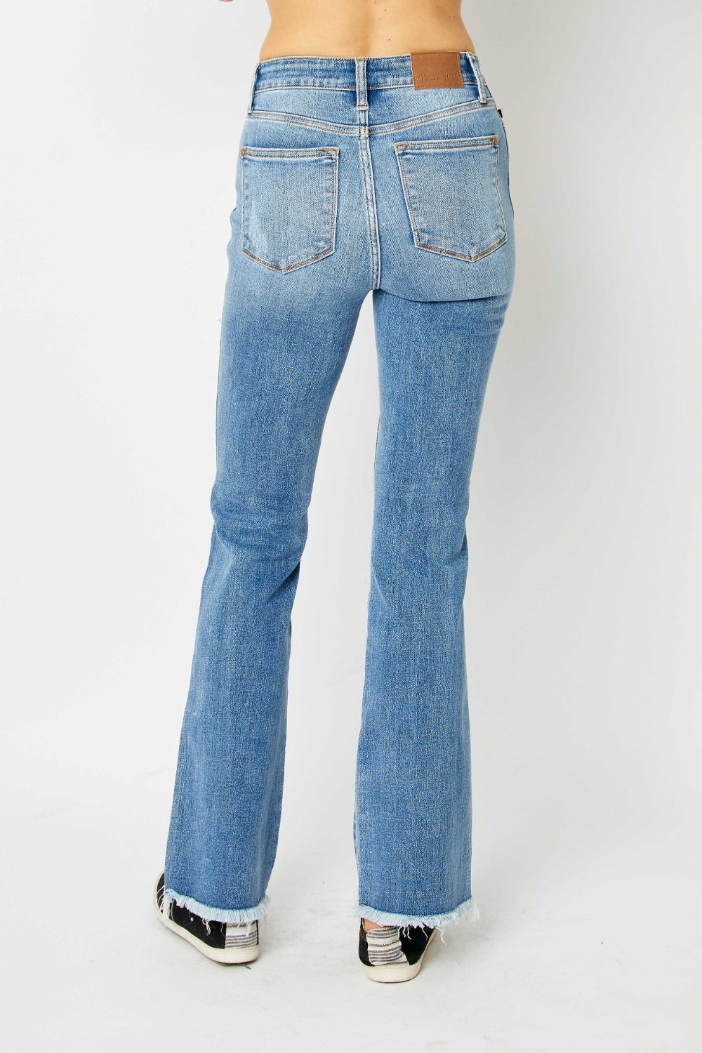 Judy Blue Full Size Distressed Raw Hem Bootcut Jeans