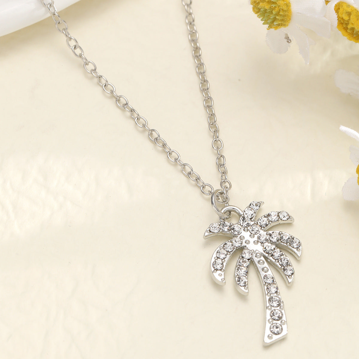 Trend Diamond Coconut Tree Pendant Necklace