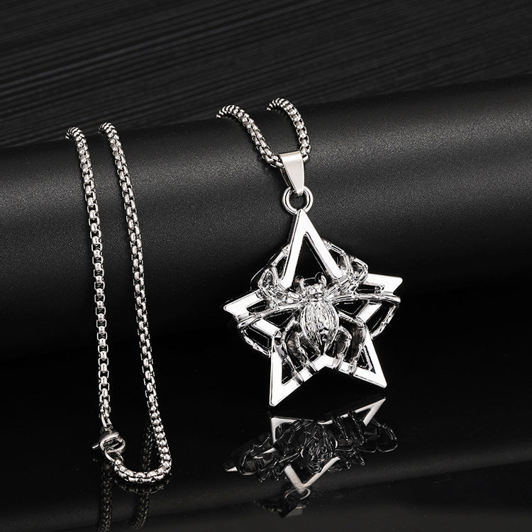 New Fashion Halloween Spider Pentagram Pendant Necklace