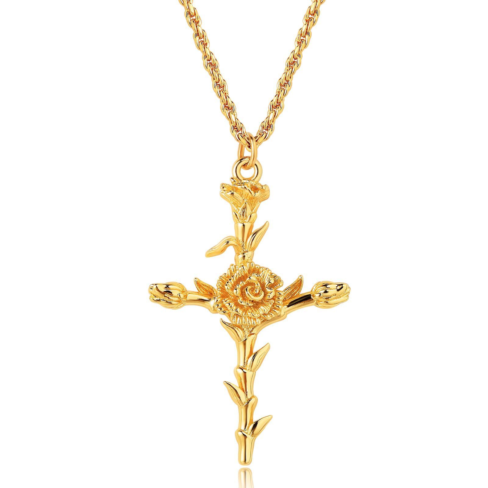 December Flower Necklace Cross Necklace Three-dimensional Vacuum